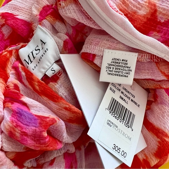 NWT Misa Los Angeles Indira Romper Maldive Marble Red White Floral Keyhole S - Picture 8 of 13